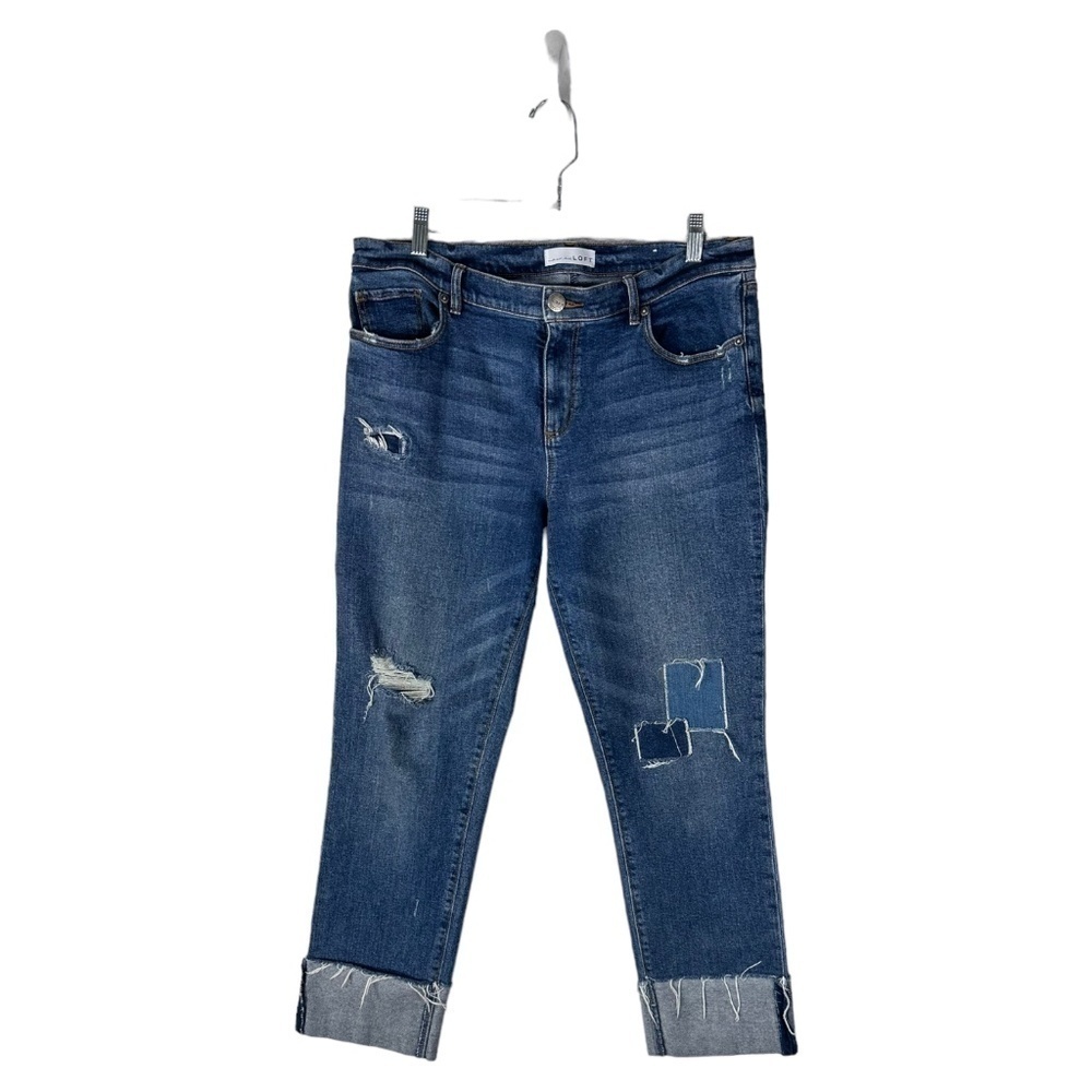 Loft Modern Straight Crop Distressed Jeans SZ 31/12
